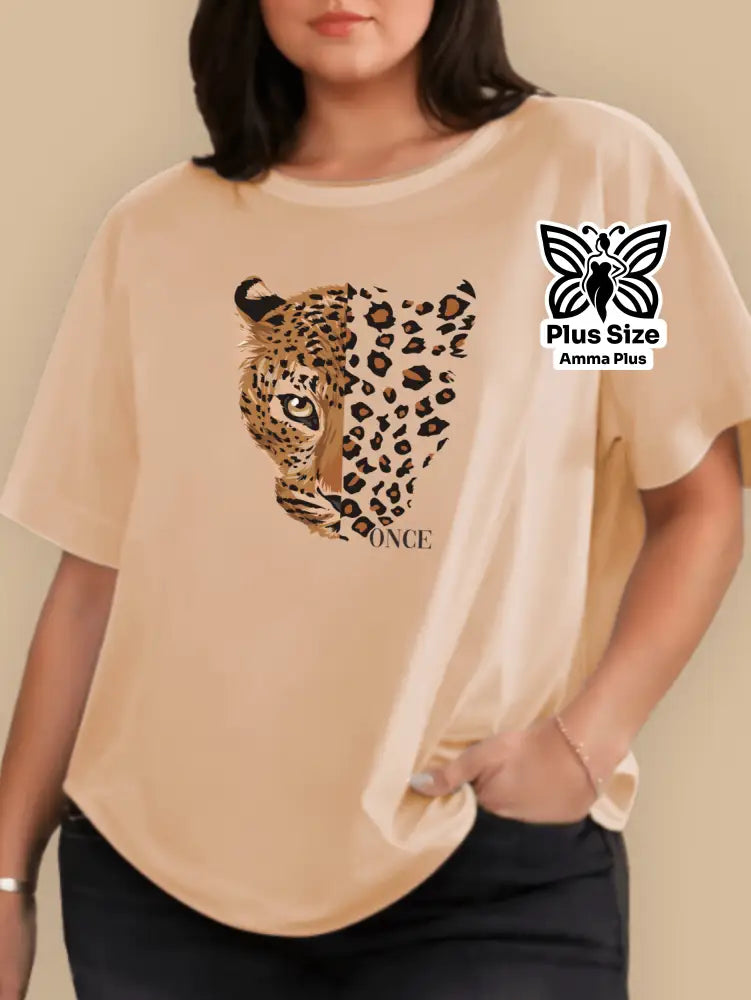 Blusa Estampada Onça Estilo Selvagem Plus Size - Amma Plus