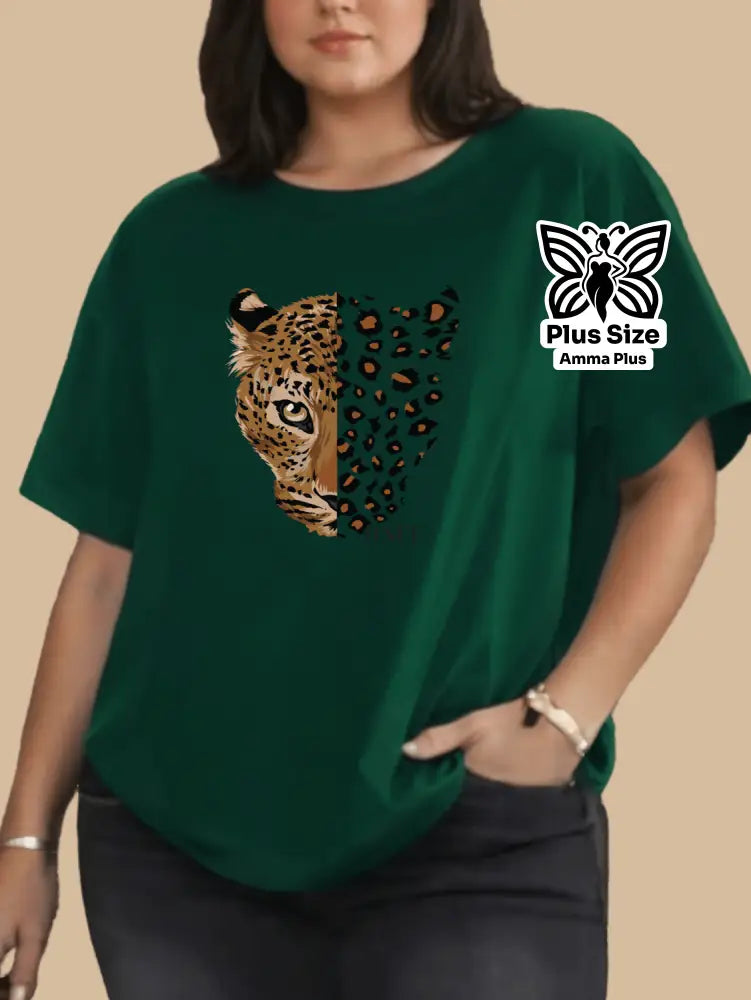 Blusa Estampada Onça Estilo Selvagem Plus Size - Amma Plus