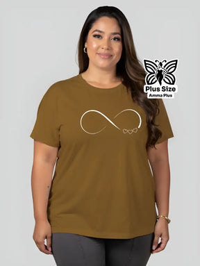 Blusa Estampada Símbolo Infinito Corações Plus Size - Amma Plus