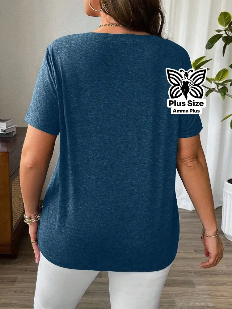 Blusa Gola V Com Detalhe De Tiras Plus Size - Amma Plus