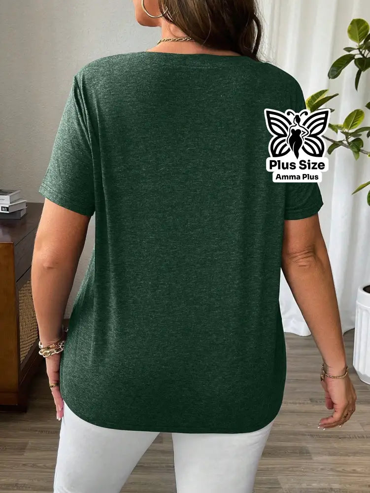 Blusa Gola V Com Detalhe De Tiras Plus Size - Amma Plus