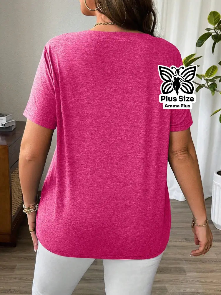 Blusa Gola V Com Detalhe De Tiras Plus Size - Amma Plus