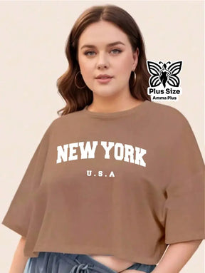Blusa Oversize Estampada New York Casual Plus Size - Amma Plus