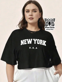 Blusa Oversize Estampada New York Casual Plus Size - Amma Plus
