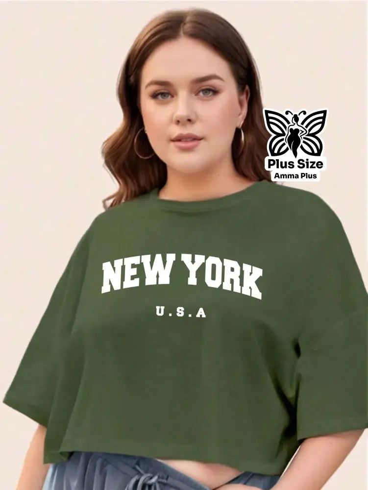 Blusa Oversize Estampada New York Casual Plus Size - Amma Plus