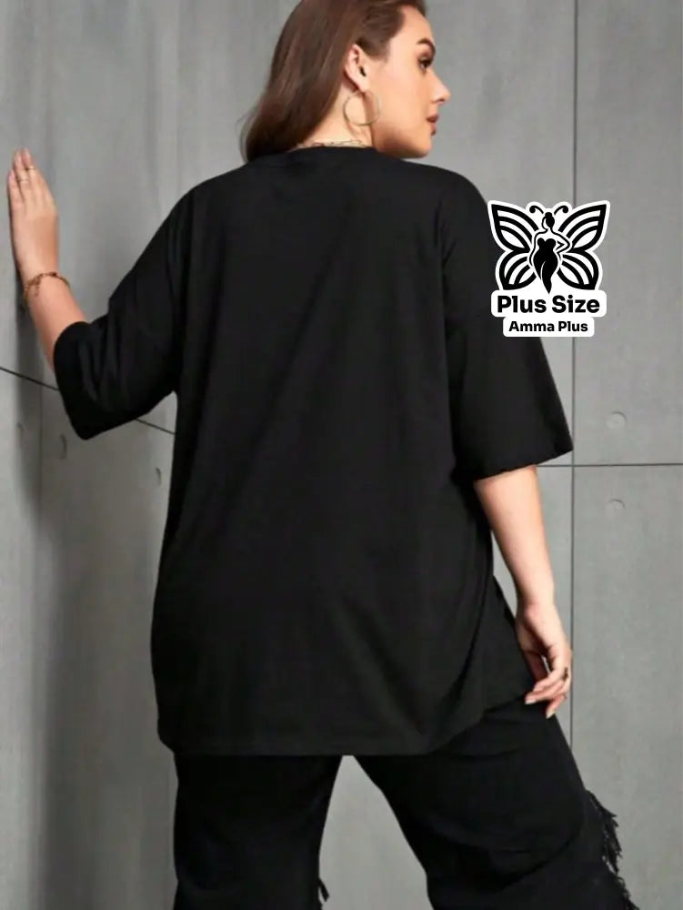 Blusa Oversized Estampada Intense Fellings Plus Size - Amma Plus