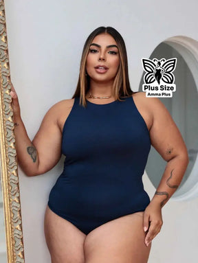 Body Regata Gola Redonda Básico Confortável Casual Plus Size
