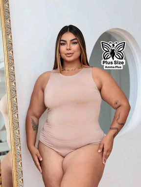 Body Regata Gola Redonda Básico Confortável Casual Plus Size
