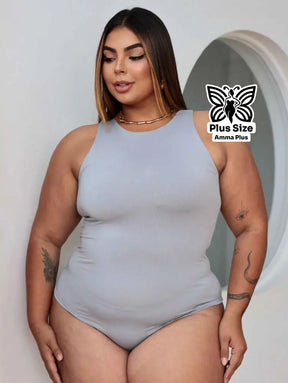 Body Regata Gola Redonda Básico Confortável Casual Plus Size