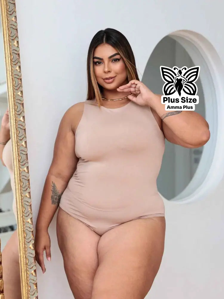 Body Regata Gola Redonda Básico Confortável Casual Plus Size