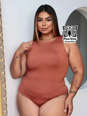 Body Regata Gola Redonda Básico Confortável Casual Plus Size