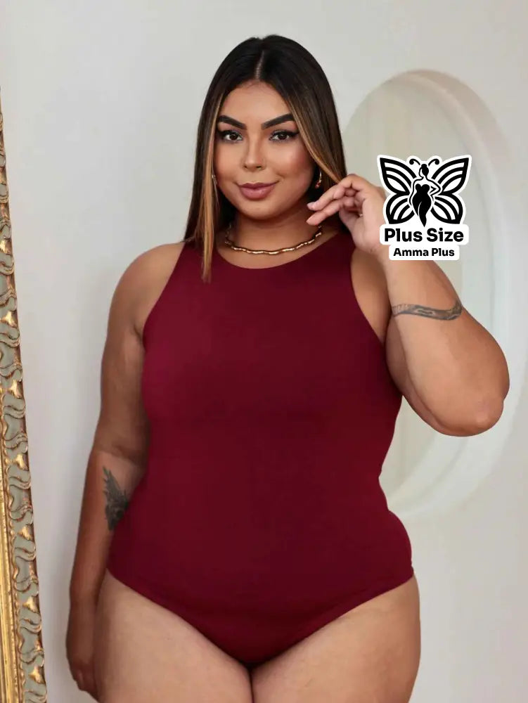 Body Regata Gola Redonda Básico Confortável Casual Plus Size