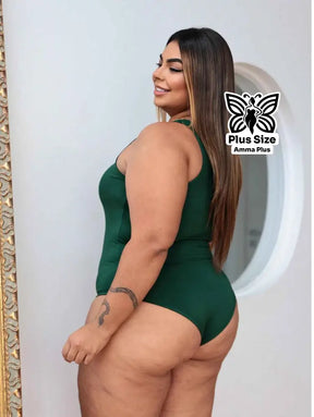 Body Regata Gola Redonda Básico Confortável Casual Plus Size
