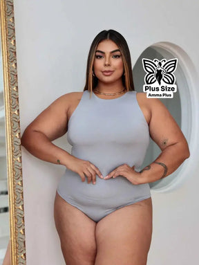 Body Regata Gola Redonda Básico Confortável Casual Plus Size