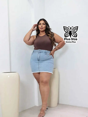 Body Regata Gola Redonda Básico Confortável Casual Plus Size