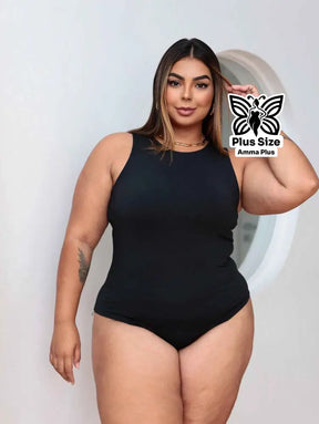 Body Regata Gola Redonda Básico Confortável Casual Plus Size