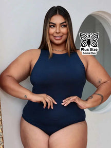 Body Regata Gola Redonda Básico Confortável Casual Plus Size