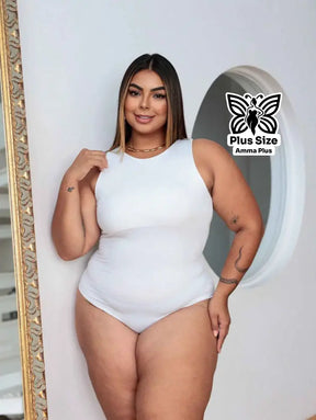 Body Regata Gola Redonda Básico Confortável Casual Plus Size