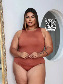 Body Regata Gola Redonda Básico Confortável Casual Plus Size