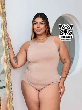 Body Regata Gola Redonda Básico Confortável Casual Plus Size