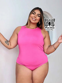 Body Regata Gola Redonda Básico Confortável Casual Plus Size