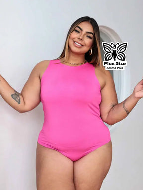 Body Regata Gola Redonda Básico Confortável Casual Plus Size