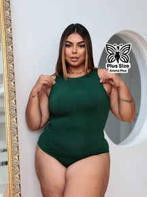 Body Regata Gola Redonda Básico Confortável Casual Plus Size