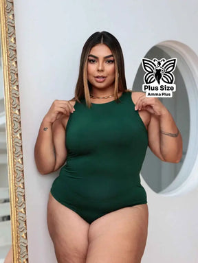 Body Regata Gola Redonda Básico Confortável Casual Plus Size
