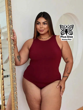 Body Regata Gola Redonda Básico Confortável Casual Plus Size