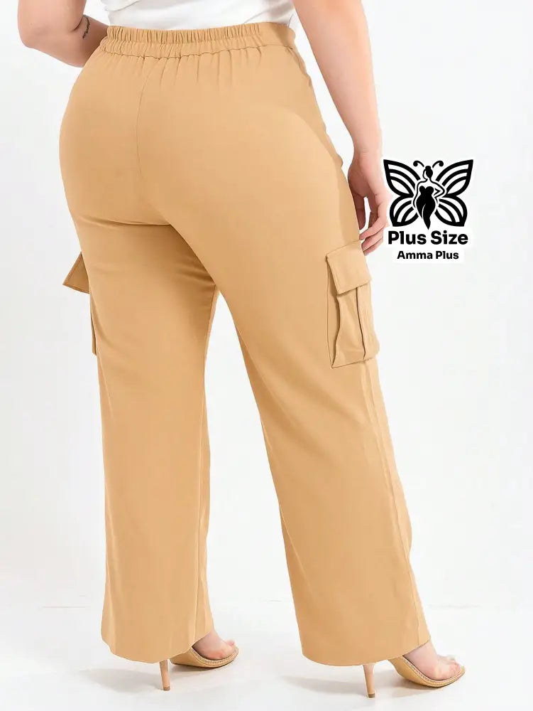 Calça Cargo Reta Com Bolsos Laterais Utilitários Plus Size - Amma Plus