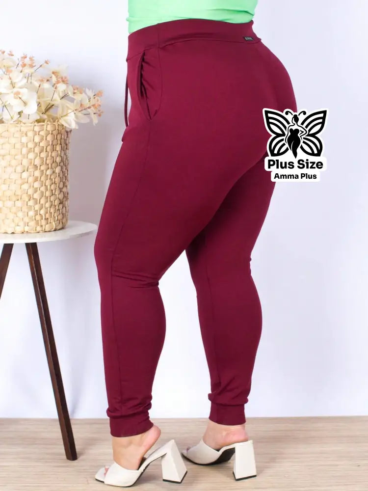 Calça Jogger Ajustada Cós Elástico Com Amarração Plus Size - Amma Plus