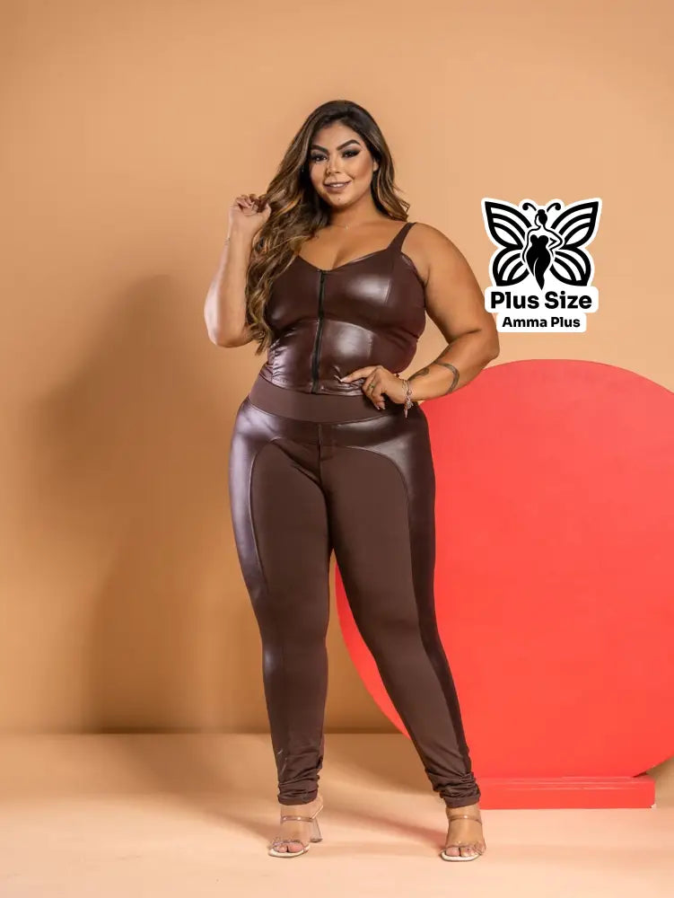 Calça Montaria Justa Cintura Alta Sem Bolsos Plus Size - Amma Plus