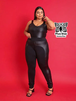 Calça Montaria Justa Cintura Alta Sem Bolsos Plus Size - Amma Plus