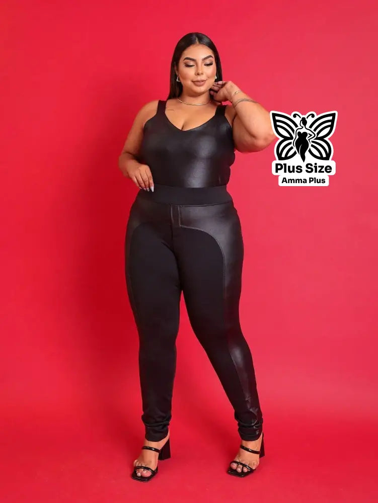 Calça Montaria Justa Cintura Alta Sem Bolsos Plus Size - Amma Plus
