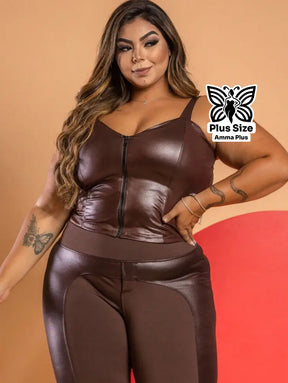 Calça Montaria Justa Cintura Alta Sem Bolsos Plus Size - Amma Plus