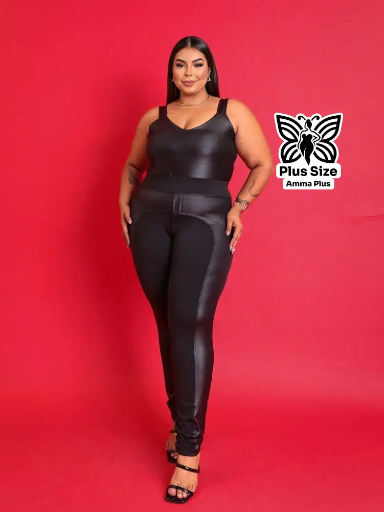 Calça Montaria Justa Cintura Alta Sem Bolsos Plus Size - Amma Plus