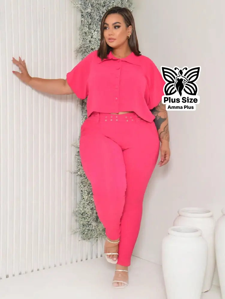 Calça Skinny Cintura Alta Com Detalhe De Tachas Plus Size - Amma Plus