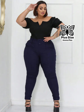 Calça Social Skinny Cintura Alta Com Cinto Elegante Plus Size - Amma Plus