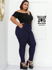 Calça Social Skinny Cintura Alta Com Cinto Elegante Plus Size - Amma Plus