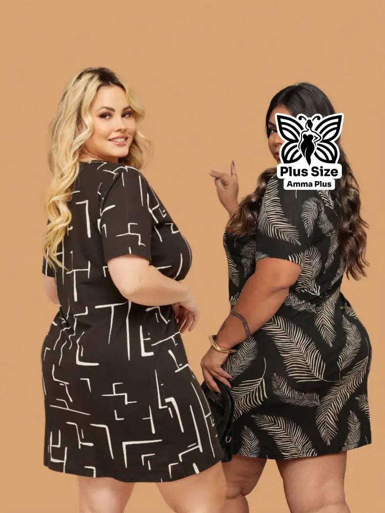 Conjunto 2 Vestidos Curtos Casuais Plus Size - Amma Plus