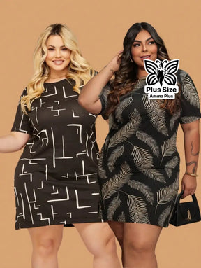 Conjunto 2 Vestidos Curtos Casuais Plus Size - Amma Plus