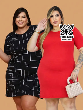 Conjunto 2 Vestidos Curtos Casuais Plus Size - Amma Plus