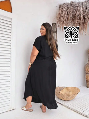 Conjunto Blusa Com Botões E Saia Longa Plus Size - Amma Plus