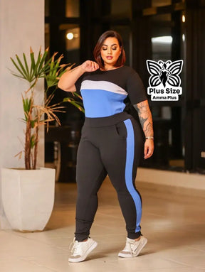 Conjunto Blusa Estampada Com Calça Justa Plus Size - Amma Plus