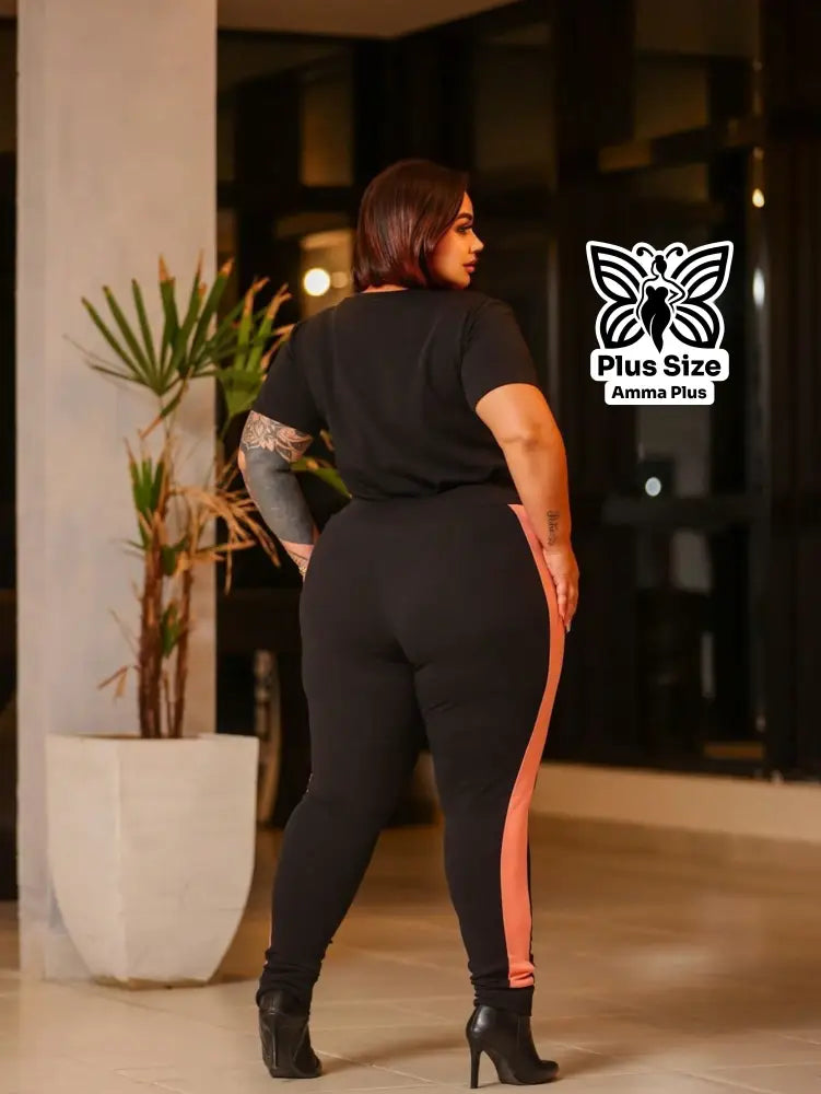 Conjunto Blusa Estampada Com Calça Justa Plus Size - Amma Plus