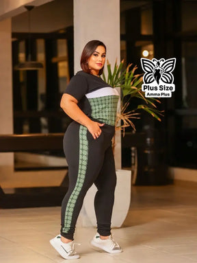 Conjunto Blusa Estampada Com Calça Justa Plus Size - Amma Plus