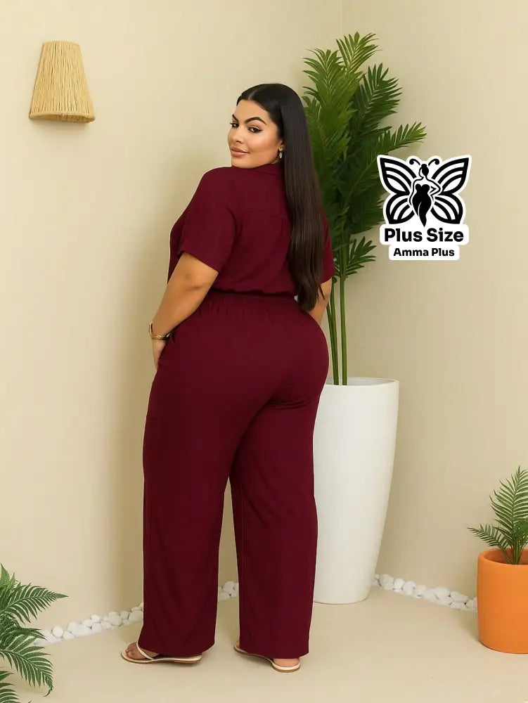 Conjunto Blusa Social Com Calça De Alfaiataria Plus Size - Amma Plus