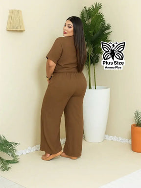 Conjunto Blusa Social Com Calça De Alfaiataria Plus Size - Amma Plus