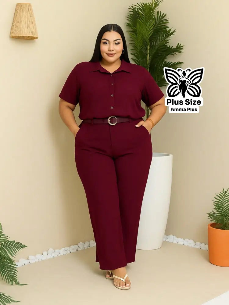 Conjunto Blusa Social Com Calça De Alfaiataria Plus Size - Amma Plus