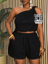 Conjunto Blusa Um Ombro Só Com Short Solto Plus Size - Amma Plus